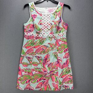 Lilly Pulitzer Dress Size 14 Rosie In The Vias Lace Detail Square Neck Shift
